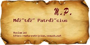 Máté Patrícius névjegykártya
